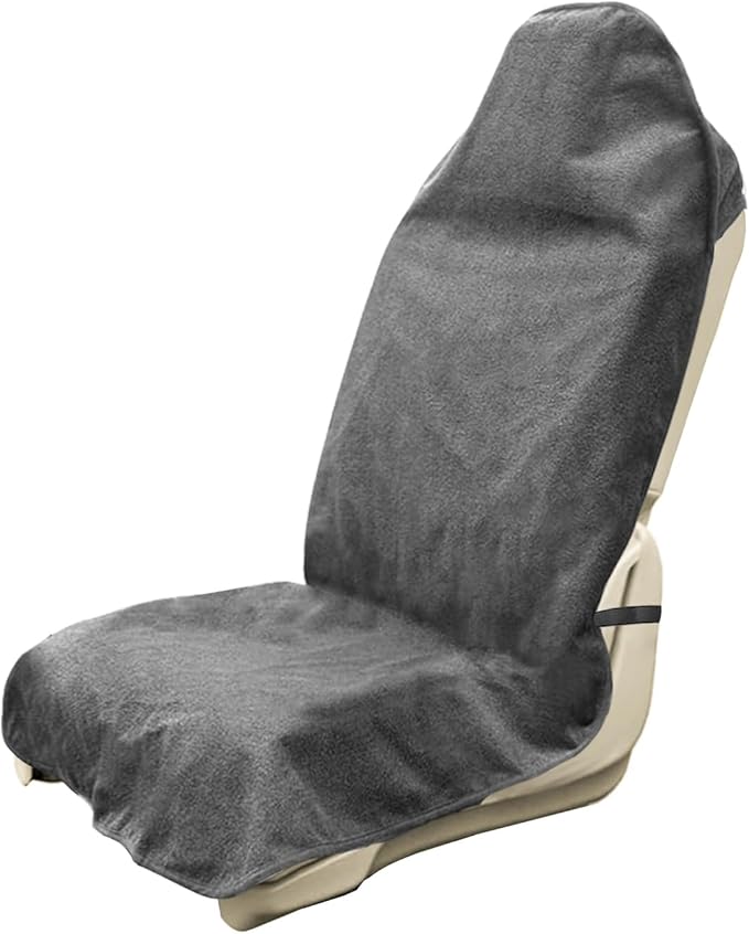Car Seat Covers 1 Pack Grey Waterproof Towel Car Seat Cover Universal Fit for Most Trucks SUV Fitness Athletes Pets Gym and Water Sport