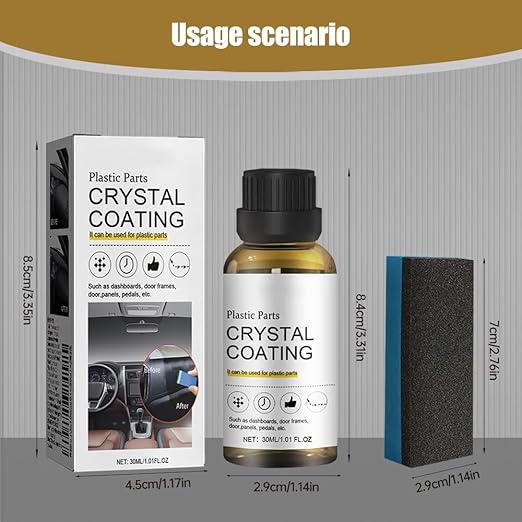 Crystal Coating for Car, 2026 New Plastic Parts Crystals Coating, Upgrade Plastics Parts Crystal Coating Plastic Restorer with Spong, Coatings Agent for Automotive Plastics (5Set)