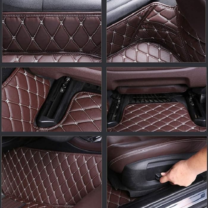 Customized Personalized car Floor mats, All-Weather Luxury car Floor mats, Waterproof and Anti Slip Leather car Floor mat Lining, 95% Customized car, Truck, and SUV Floor mats (Beige Stripes)
