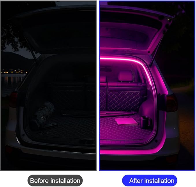 Car Trunk LED Strip Light, 6.56FT Silicone Flexible Cuttable Vehicle Trunk Cargo Ambient Lighting, Waterproof Bright Auto Trunk Interior Lamp Decoration, Universal for SUV RV Truck (Purple)