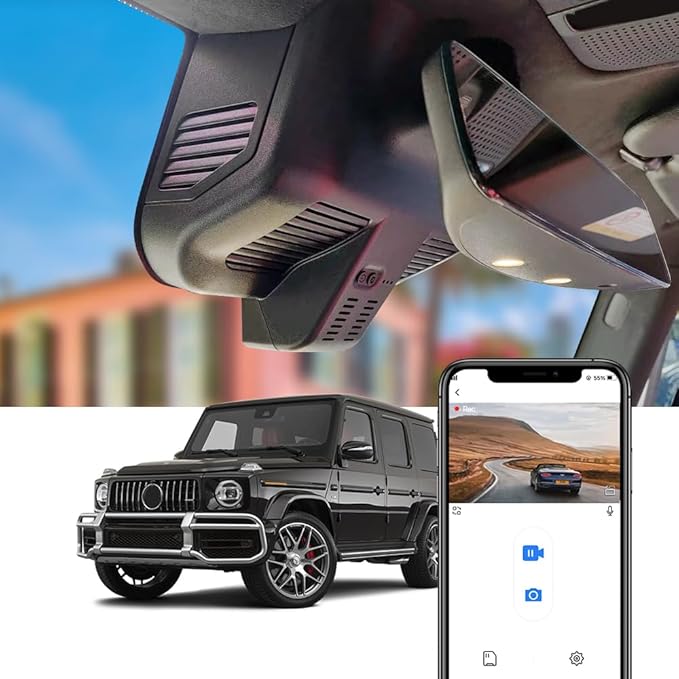Fitcamx 4K Dash Cam Suitable for Mercedes-Benz G-Class 2019-2024 G550 (HD2-6166, with 10 Vents) W463, OEM Look, UHD 2160P Video, Loop Recording, Built-in WiFi & APP, G-Sensor, Plug & Play, 64GB Card