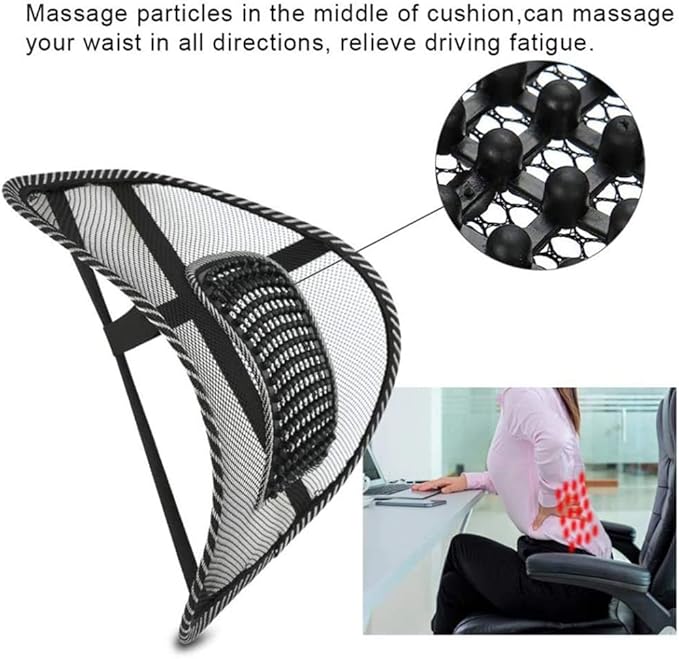 Car Seat Chair Massage Back Lumbar Support Mesh Ventilate Cushion Pad Auto Seat Back Cushion Home Office Waist Breathable Density Mesh for Back Pain and Poor Posture Fits to All Chair