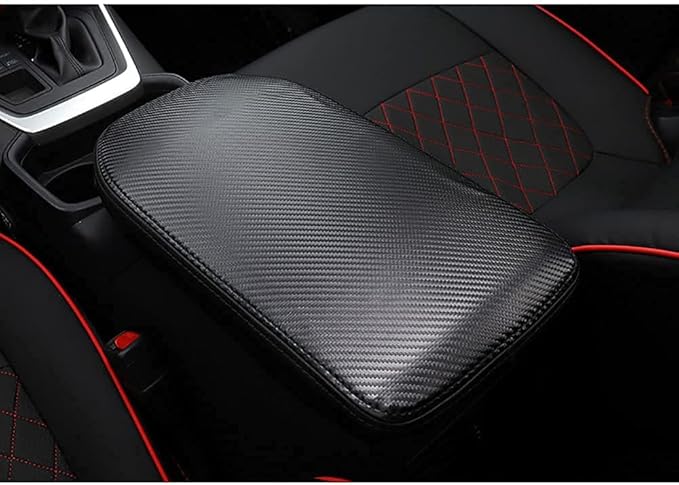 INTGET Center Console Armrest Cover for Toyota RAV4/RAV-4 Accessories 2025 2024 2023 2022 2021 2020 2019 Leather Middle Console Arm Rest Lid Cover Elbow Pad Protector(Carbon Fiber Texture)