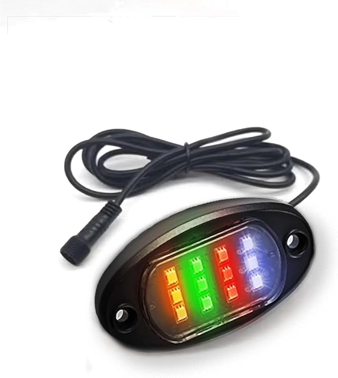 1Pod RGB Dream Color Rock Light Used to Replace The Damaged Light, Support for 4pods, 6pods, 8pods, 10pods, 12pods RGB+IC LED Dream Multicolor Smart Chasing Underglow Lighting Kits