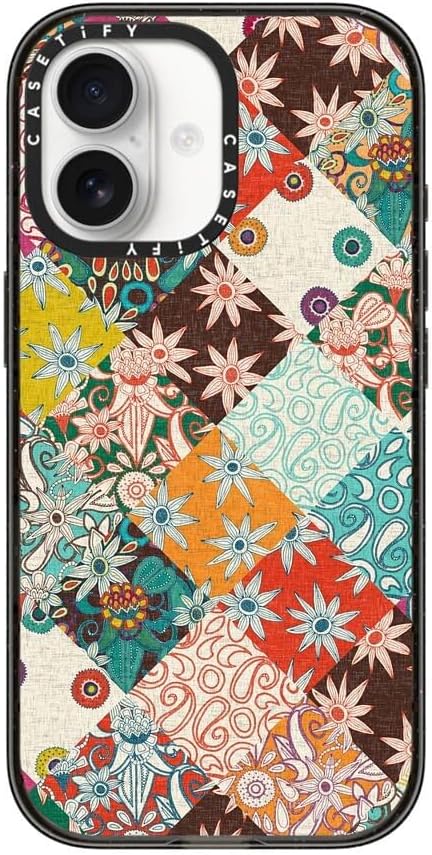 CASETiFY Impact iPhone 17 Case [Slim/Compatible with Magsafe / 8.2 ft. 4X Military Grade Drop Protection] - SARILMAK Patchwork - Clear Black
