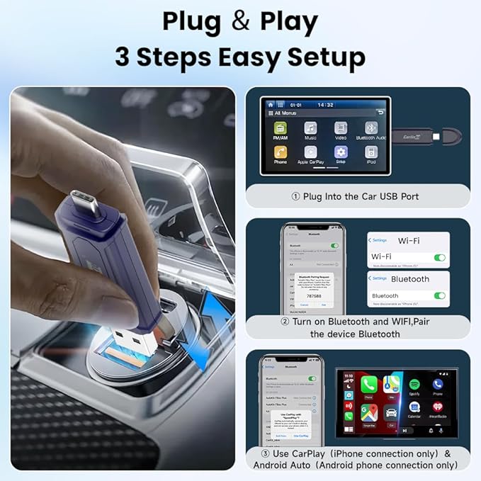 Carlinkit Mini SE Pro Wireless CarPlay Adapter, Wired to Wireless Converter for OEM Factory Wired CarPlay/Android Auto Cars, 5GHz WiFi Fast Connect with USB C/A Dual Port