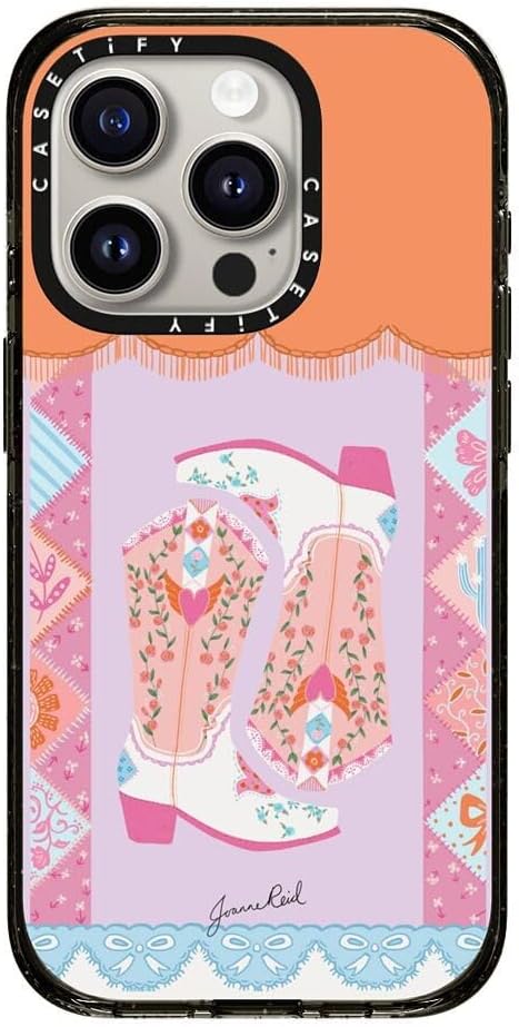 CASETiFY Impact Case for iPhone 15 Pro [8.2ft 4X Military Grade Drop Protection/Compatible with Magsafe] - Cowgirl Boots - Clear Black