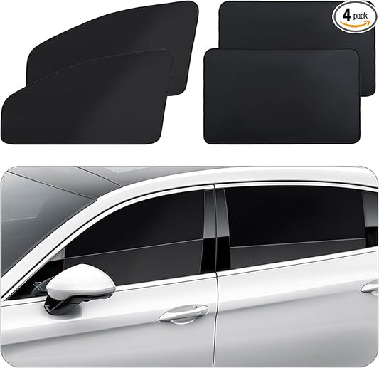 ZATOOTO 4 Pcs Car Window Cutains - Black Silk Magnetic Privacy Side Front Rear Protection Covers - Sun Shades Keeps Cooler for Kids Sleeping