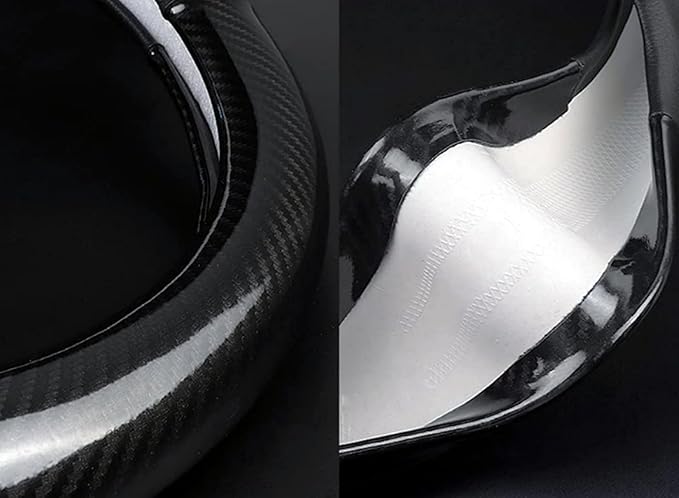 ZHOL Steering Wheel Cover, Universal 15 Inch Fashion Sport Microfiber Leather Carbon Fiber Auto Car Steering Wheel Cover for Men, Anti-Slip Car Interior Accessories, Black