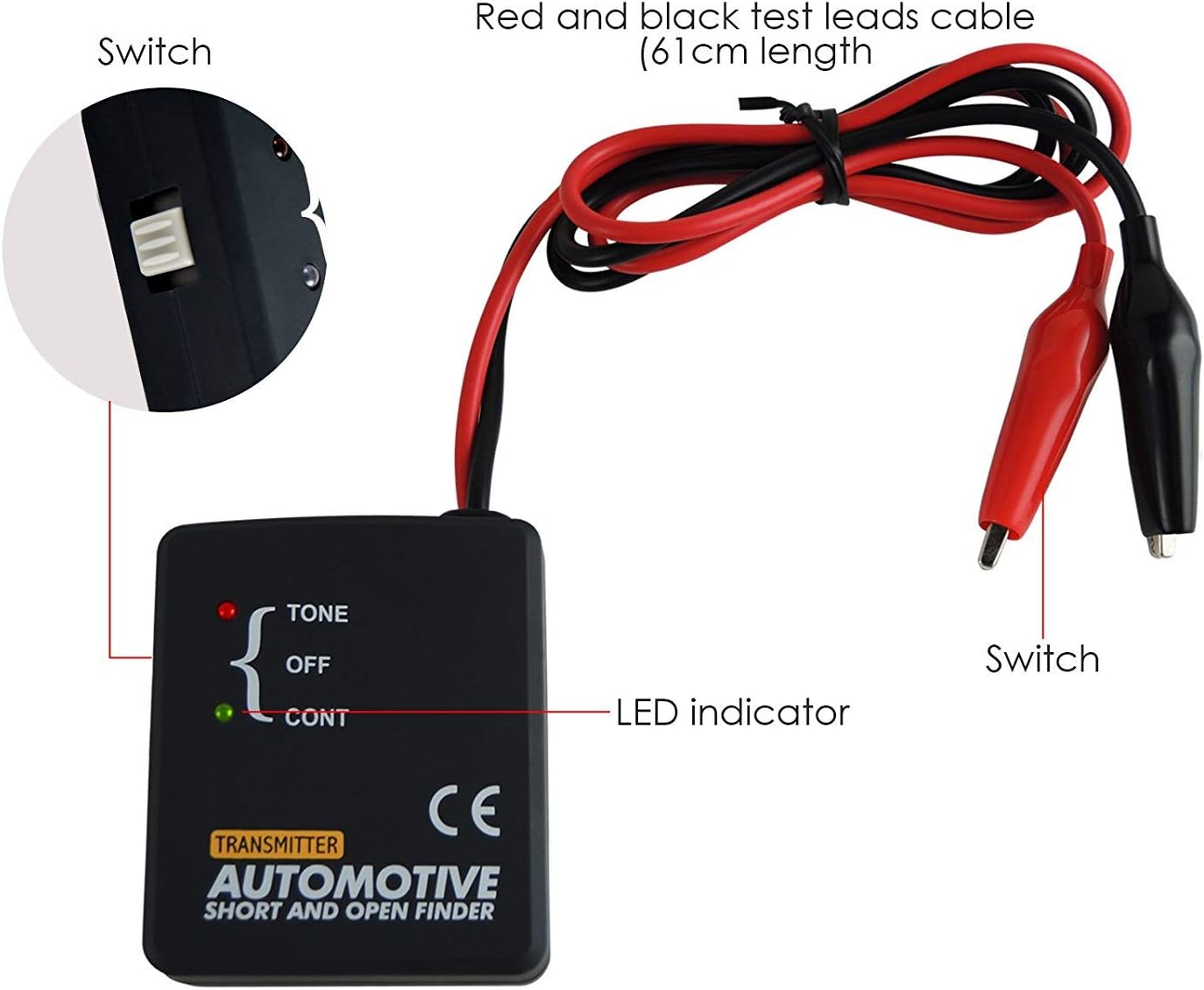 Automotive Circuit Tester, Car Repair Cable Circuit Wire Tracker Tracers Analyzer Short Open Finder Tester Checker Device Detector Probe DC 6-42V Car Diagnostic Tool