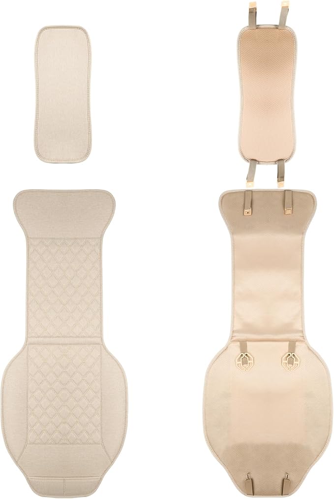 West Llama Linen Car Seat Covers-Breathable & Soft-Front Car Seat Protector Universal Fit 90% Cars,SUVs,Trucks,Diamond Pattern-1Piece,Beige