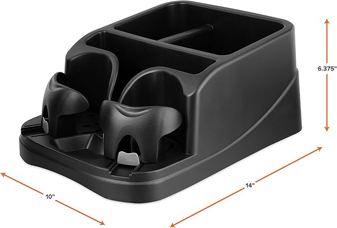 Armor All Car Console Organizer, Car Seat Organizer with 2 Adjustable Cup Holders, 3 Large Storage Compartments, Seatbelt for Secure Hold, Vehicle Middle Seat Organizer for Cars, Trucks, Minivans