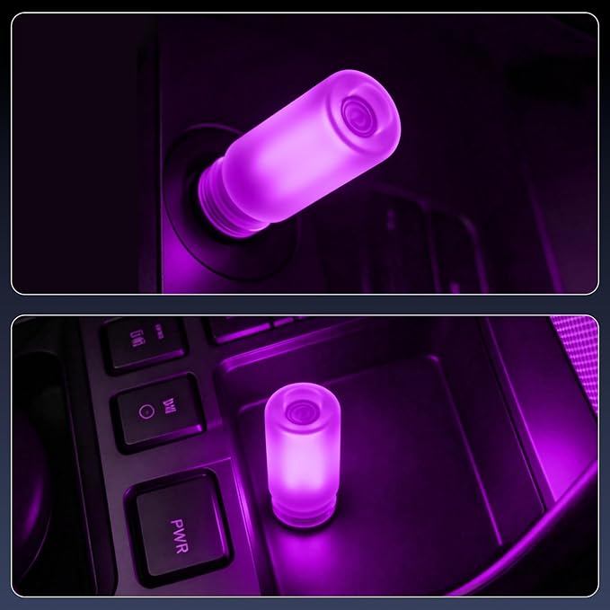iFunyLED Car Interior USB LED Night Light, Portable Touch dimmable Car Ambient Lighting Kit, Retro Mini Frosted Glass Bottle Lamp Decorations for Vehicle Camping Bedroom Hallway, Pack of 2(Purple)