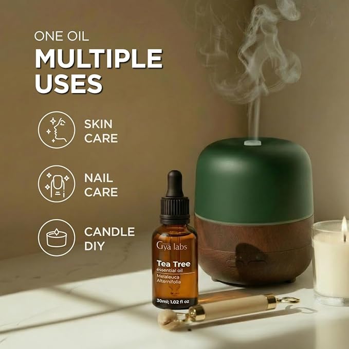 100% Pure Tea Tree Essential Oil - 1.02 Fl Oz - Tea Tree Oil for Hair, Skin, Diffuser, Aromatherapy & DIY Candle Making Scent