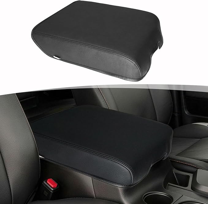 Center Console Armrest Cover for 2007-2013 Toyota Tundra, Toyota Sequoia 2008-2022, PU Leather Middle Console Lid Protector Arm Rest Cushion Anti-Scratch Thick Pad, Black