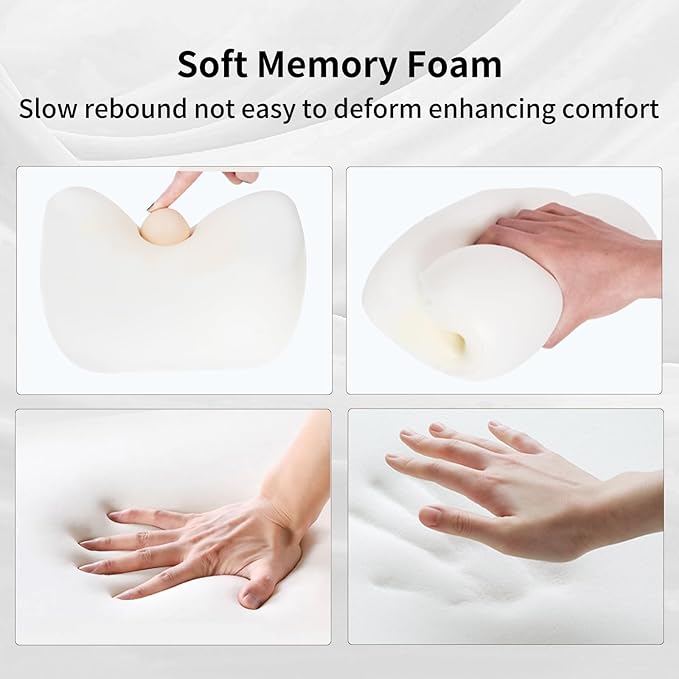 2 PCS Memory Foam Car Headrest Neck Pillow Lumbar Support Cushion for Ford F150 F250 F350 Explorer Transit Bronco Sport Accessories, Relieve Fatigue for Long Trips Driving Home Office