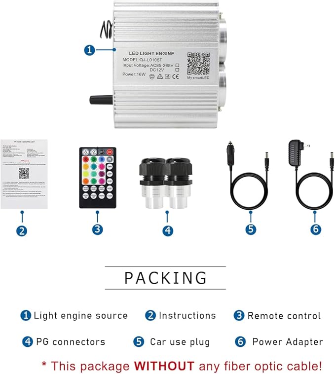 AKEPO 16W Car Home Dual-Head Twinkle Fiber Optic Light Engine, Twinkle+APP Control+Music Activated+28-Key Remote for Starlight Headliner Kit