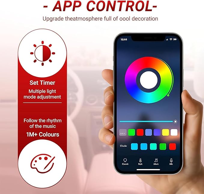 Starlinkmats LED Car Floor Mats - Black Automotive Carpet with App Control, Waterproof & Washable, Creates a Romantic Atmosphere for Dates