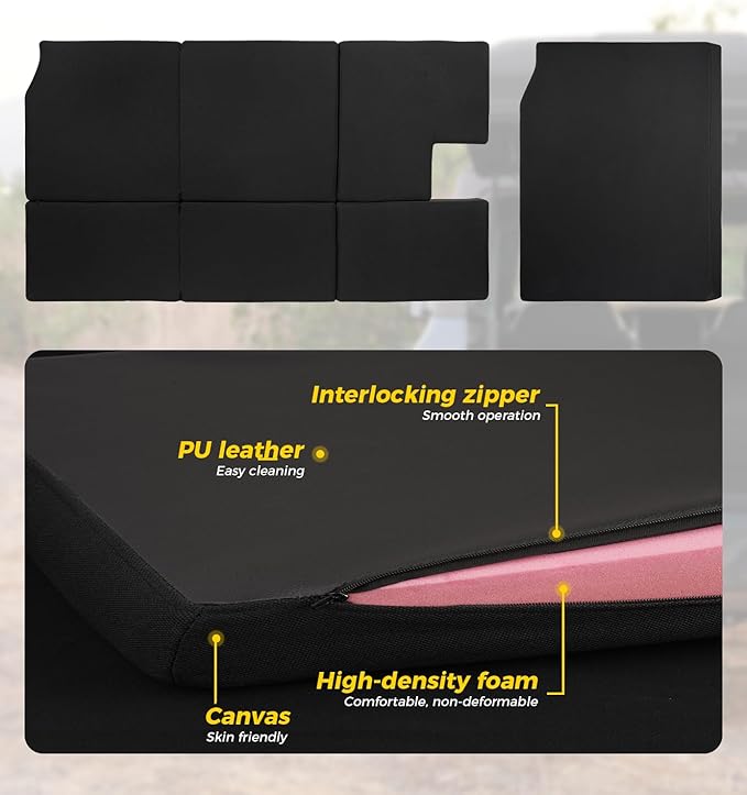 Xprite Bronco Mattress Kit, 1.6-Inch Thick Premium Foam Bed Pad & Leveling Pad, Portable Foldable Trunk Sleeping Platform Compatible with 2021-2026 Ford Bronco 4 Door Camping Accessories