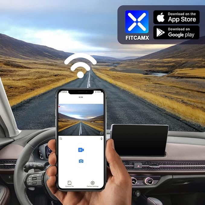 Fitcamx Front 4K+Rear 1080P Dash Cam Adapts for Honda HR-V 2023-2026 Sport LX EX-L (Gen3), OEM Factory Look, Dual HD Video, Built-in WiFi & APP, Loop Recording, G-Sensor, Easy to Use, 128GB Card