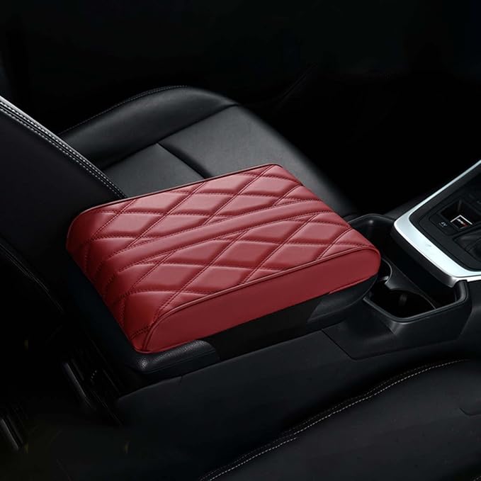 Car Center Console Cover for Lincoln Nautilus 2024-2025,Armrest Box Mat,Car Armrest Box Pad,Center Console Cushion,Leather Car Armrest Box Pad,Scratch Resistant,Comfort Elbow,A-Red
