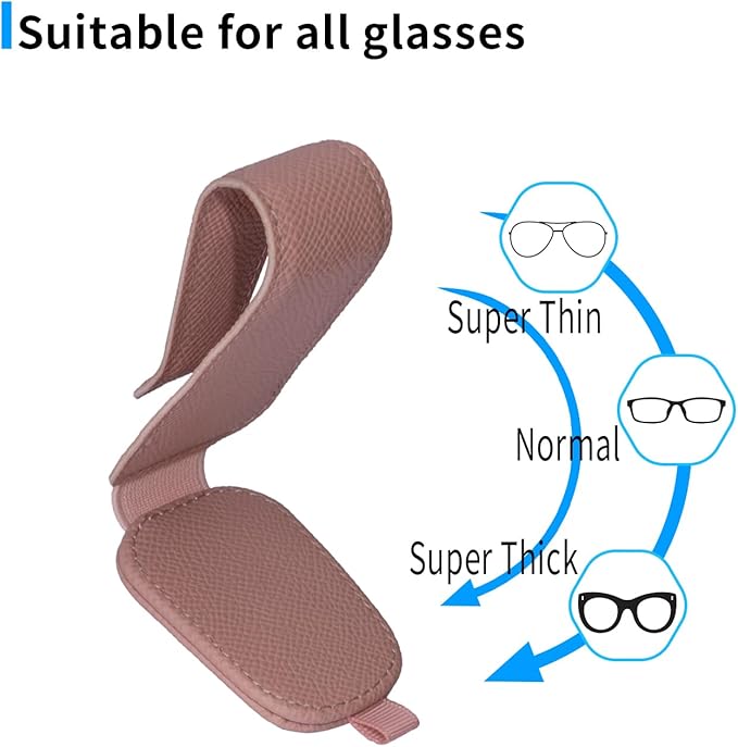 Yuoyar 2 Packs Magnetic Sunglass Holder for Car Visor - Universal Sunglasses Clip for Different Size Eyeglasses - Convenient Interior Car Accessories (Pink)