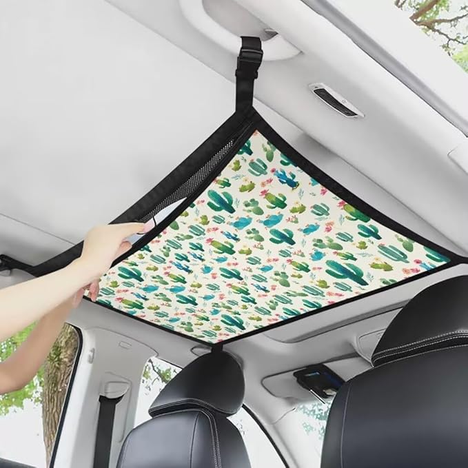 Green Cactus Car Storage Bag Organizer Car Organizer for Car Seat Multi-Purpose Car Bag Storage Box Organizer Pouch Pocket Storage for Small Items