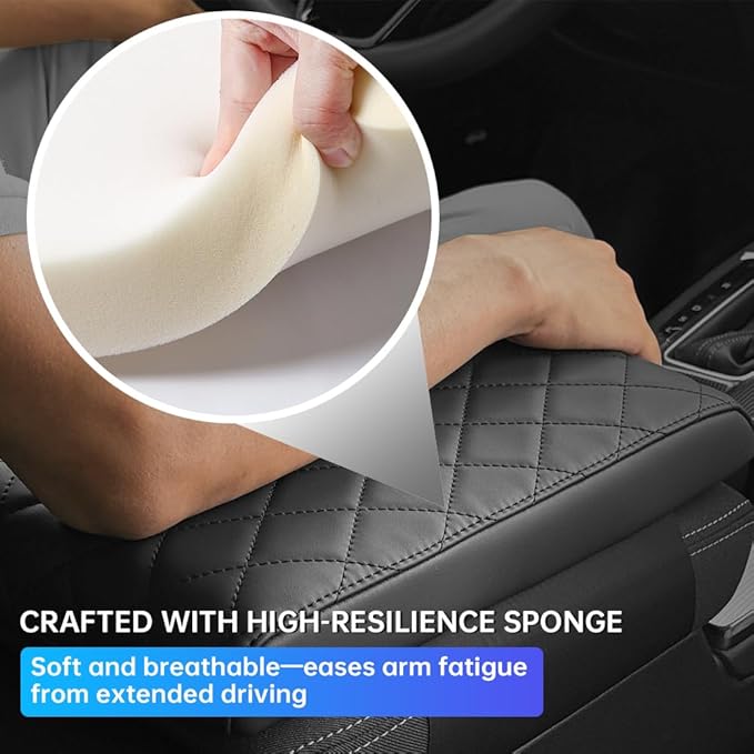 Civic Center Console Cover/Pad Fit 2022-2023 2024 2025 2026,Faux Leather Honda Civic Armrest Mat,Ergonomic Support Cushion,Console Protector,Waterproof Wear-Resistant Scratch-Resistant