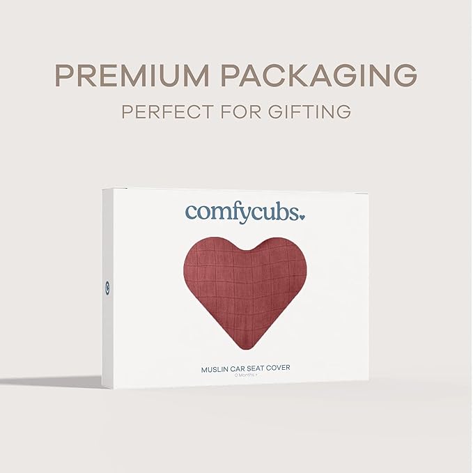 Comfy Cubs Baby Car Seat Cover - Soft, Breathable Bamboo Rayon and Muslin Cotton Blend - Lightweight Canopy for Sun, Bug, and Comfort Protection - Large Size Infant Seat Cover in Wine Design