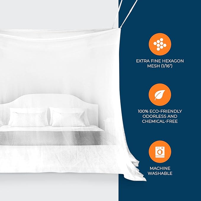 MEKKAPRO Ultra Large Mosquito Net with Carry Bag, Large 2 Openings Netting Curtains | Camping, Bedding, Patio | Carrying Pouch and Hanging Kit