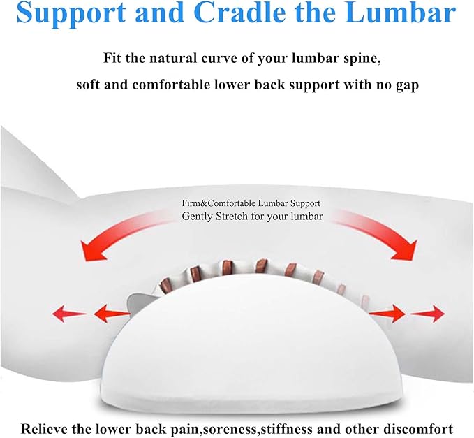 Lumbar Support Pillow for Sleeping,Premium Memory Foam Lower Back Pain Relief Bed Rest Support Pillows for Car Bed,Couch,Waist Support Care Cushion,Sleep Lumbar Pillow (Light Grey)