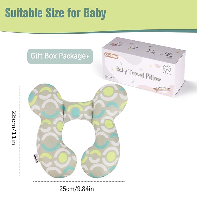 KAKIBLIN Baby Travel Pillow, Baby Neck Pillow Babies Head Support for Car Seat, Babies Neck Support Pillows for Car Seat, Stroller, Pushchair, Circle