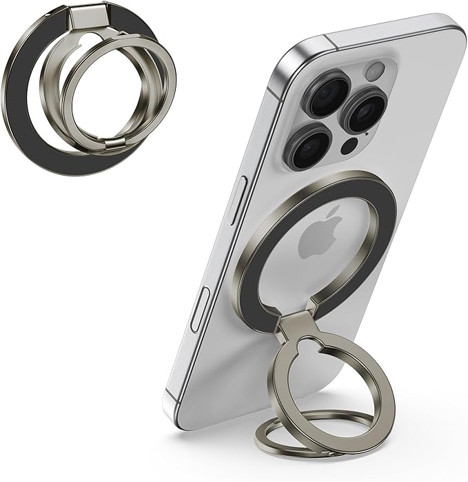 Magnetic Ring Holder for MagSafe Dual-Side Magnet Stand Cell Phone Grip for iPhone 17 Pro Max 16 15 14 13 12 Plus Samsung Galaxy S25 Edge S24 Ultra S23 S22 S21 S20 Magnetic Finger Ring for Car Mount