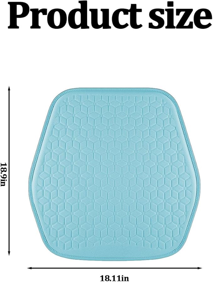 Gel Car Seat Cushion, Soft Cooling Honeycomb Non-Slip Vehicle Seat Bottom Mat for Long Sitting, Breathable Automotive Interior Chair Pad to Reduce Sweat, Universal for Truck SUV RV (Blue)