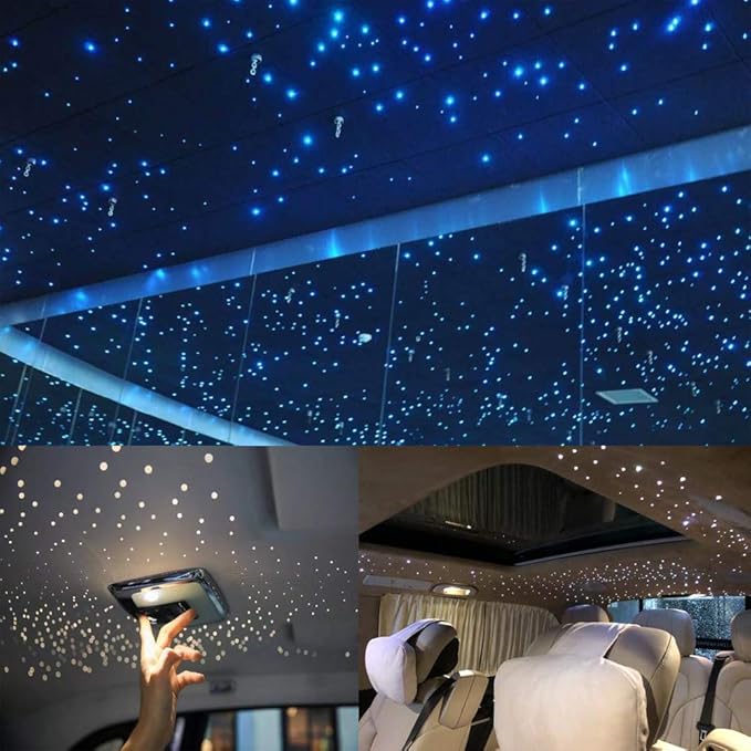 AKEPO Fiber Optic Star Ceiling Light Kit 20W Dual-Head RGBW Twinkle+APP+Sound Activated 830pcs of 13.1ft/4m Mixed Fiber Optic Strands for Car Headliner Star/Room