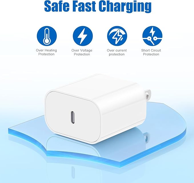 iPhone 17 16 15 Fast Charger Block and 10ft Type C to C Cable Cord Long, 20W USB C Charging Plug for Apple iPhone 17 Pro Max/17 Air/16 Pro Max/16/15 Pro/15 Plus/iPad Mini,Wall Power Adapter Cube Brick