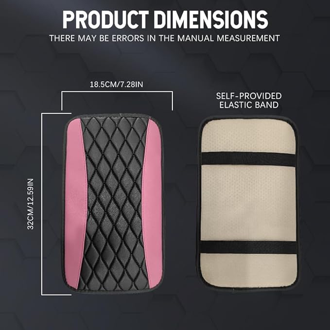 Car Center Console Cushion Pad, Car Armrest Cover, Universal Leather Waterproof Armrest Seat Box Cover, Car Interior Decor Accessories Comfortable Auto Armrest Cover Protector for Cars (Pink)
