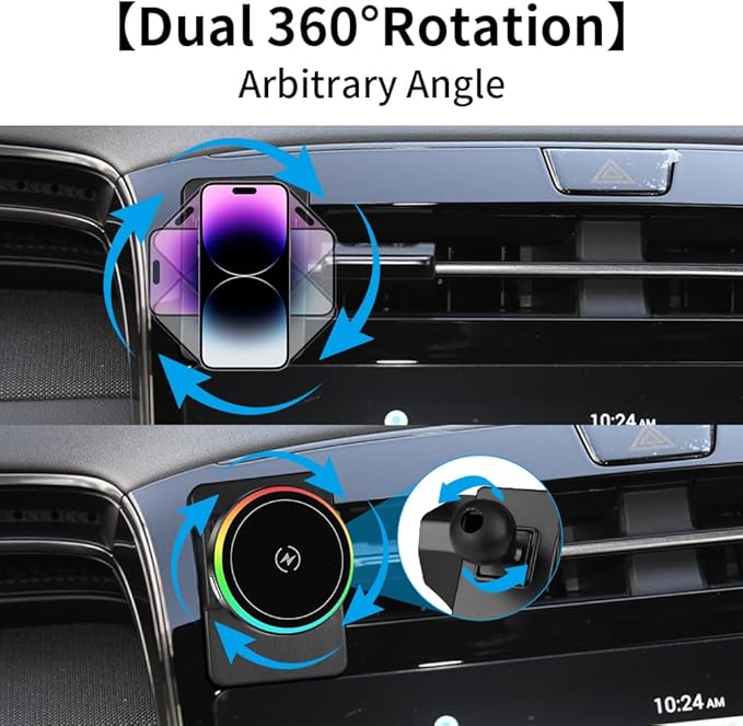 Car Magnetic Phone Mount for Hyundai Tucson 2022 2023 2024 and Hyundai Santa Cruz 2022-2024 Auto Accessories Best Cellphone Holder Fast 15W Wireless Charger Cell Phones Charging Screen Stand