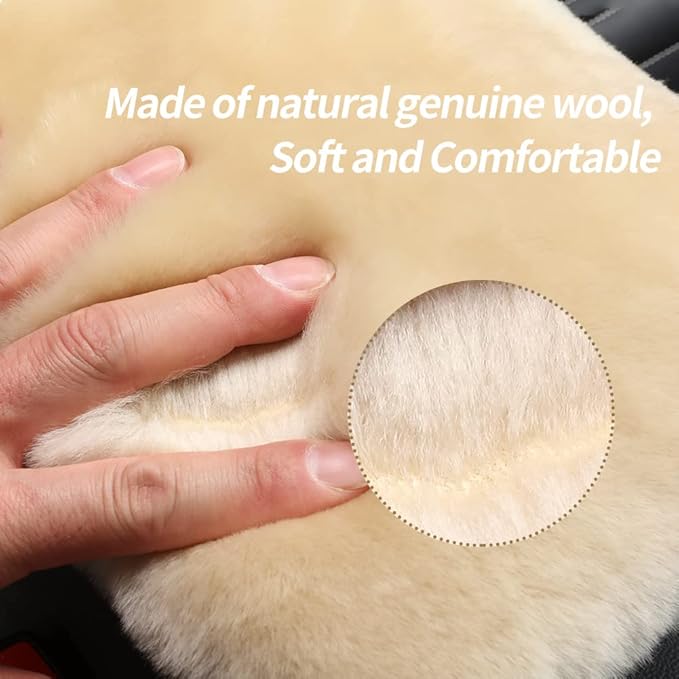 Sheepskin Armrest Cover Auto Center Armrest Cover Car Soft Console Pad, Fluffy Wool Auto Center Console Cover for Most Car Arm Rest Decoration Protector 7 x 13 Inch (Shearling, Black)