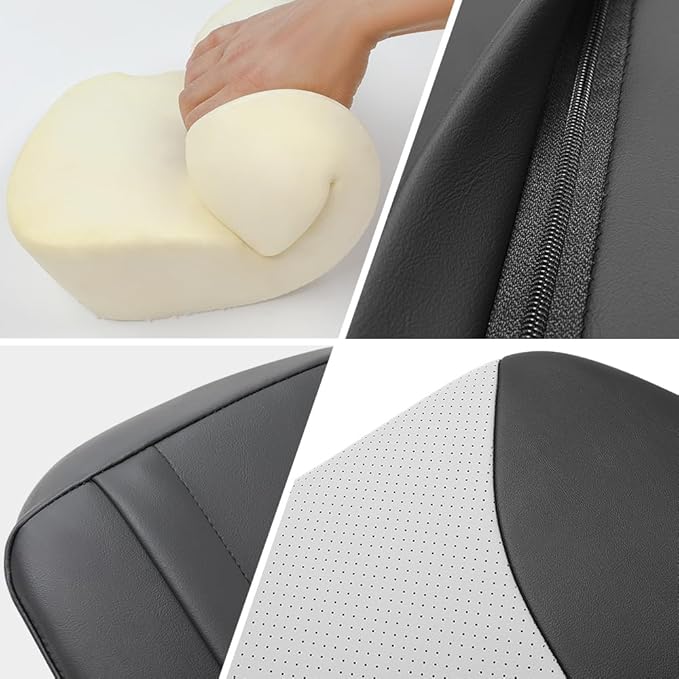 1p Memory Foam Lumbar Support Pillow for car Lower Back Pain Relief - Back Cushion for Driving, Chair Support for Car-Office Chair（Black&Grey）