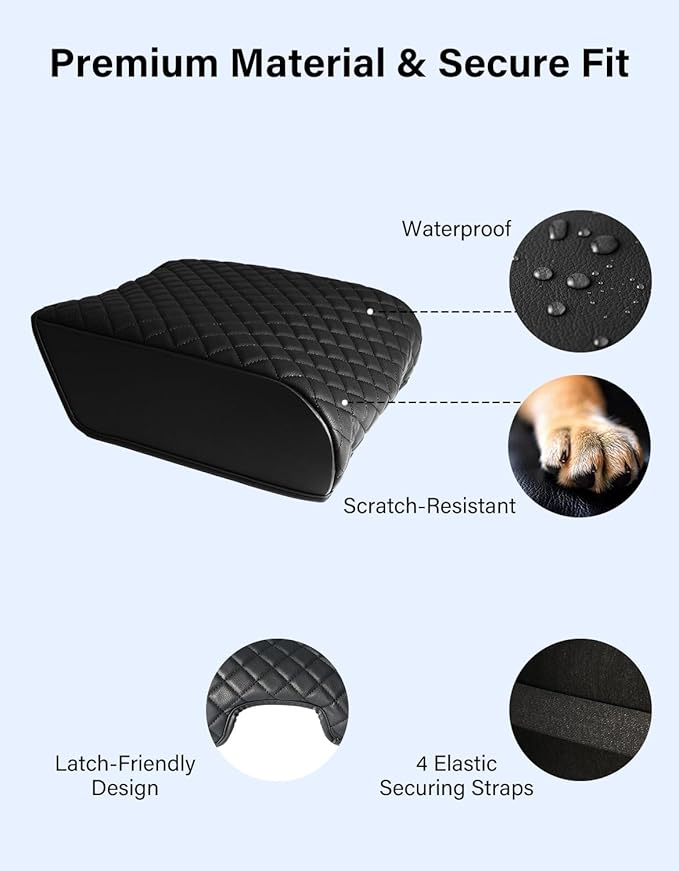 Center Console Cover Compatible with 2021 2022 2023 2024 2025 2026 Ford F150 Accessories, PU Leather Armrest Cover Middle Console Cushion Arm Rest (Fits Bucket Seat Console Only)