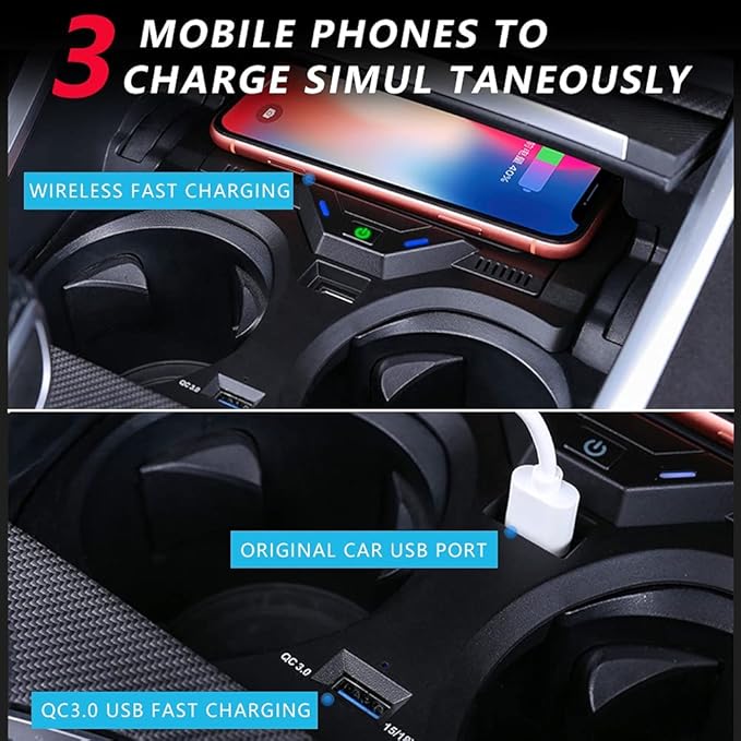Wireless Car Charger Compatible with BMW 3 Series G20 2020 2021 BMW 4 Series G22/G23/G26 2021 Support Original Car with NFC BMW Center Console Accessory Panel 15W Fast Phone Charging Pad