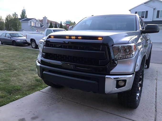 iJDMTOY 5-Bar/Section Amber Yellow 15-LED Hood Bulge Behind Grille Light Kit Compatible with Toyota 2014-2021 Tundra