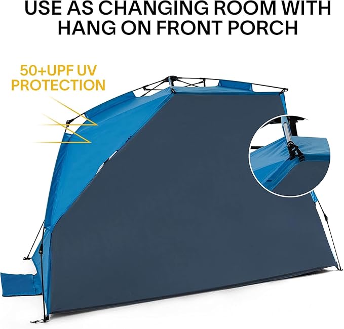 Alvantor® Beach Tent Beach Umbrella Outdoor Sun Shelter Cabana Automatic Instant Pop-Up UPF 50+ Portable Beach Shade Camping Fishing Hiking Canopy Easy Set Up Light Weight Windproof for 2-3 Person