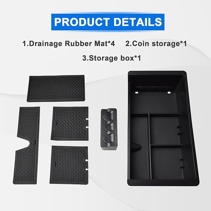 EDBETOS Center Console Organizer Tray Compatible with GMC Sierra 1500 Accessories/Silverado 1500 2014-2018 / Silverado 2500/3500 HD 15-19 /Suburban/Tahoe/Yukon 15-20 Armrest Storage Box (Black Trim)