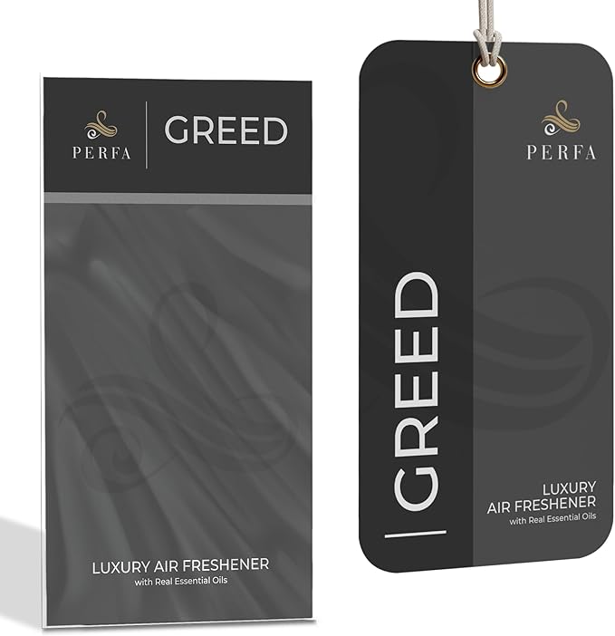 3PCS Greed Disposable Air Fresheners for Men | Long Lasting Car Air Freshener with Greed Fragrance | Lasts for 2 Weeks | Strong Car Perfume with Odour Eliminating Technology | by Perfa