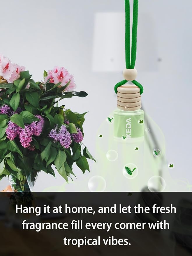 Ikeda Car Air Freshener: Hanging Car Smell Air Freshener | 10ml Hanging Car Perfume | Long Lasting Fragrance | Strong Scents Diffuser for Auto Home (Green tea|Circular)
