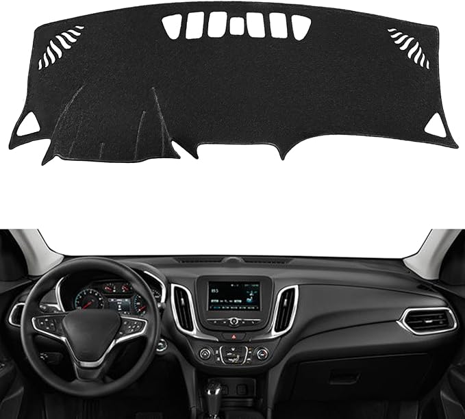 Yiz Dash Cover Mat Pad Custom Fit for Chevy Chevrolet Equinox 2018 2019 2020 2021 2022 2023 2024 Dashboard Cover Pad Cap Carpet Without Head Up Display (Black) Z10