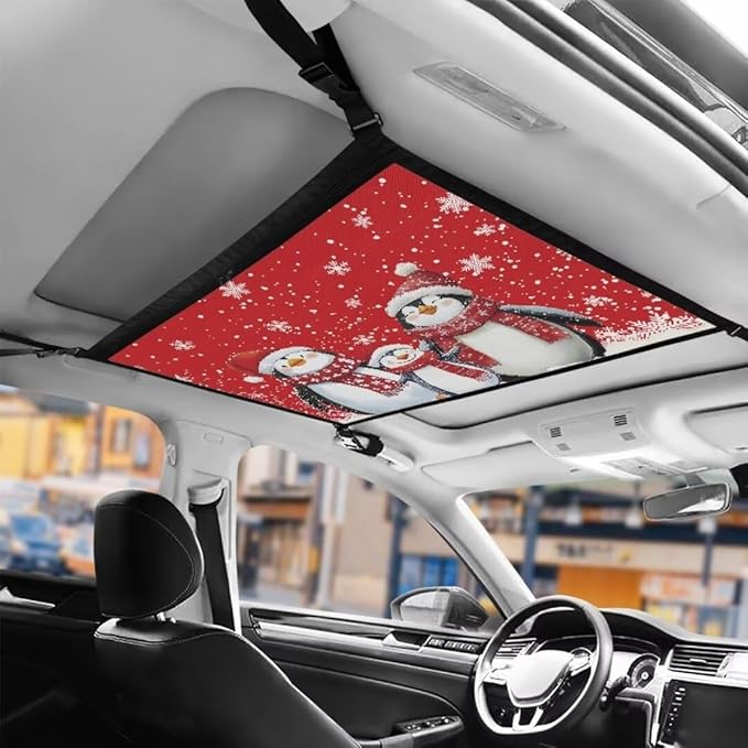 Christmas Penguin Car Roof Storage Bag Hanging Car Storage Bag Multi-Purpose Car Bag Storage Box Organizer Pouch Pocket One-Size-Fits Car Travel Accessories