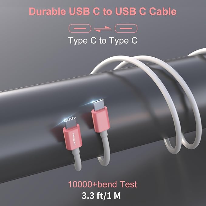 67.5W Pink Car Charger USB C Super Fast Charging, 45W USBC&QC3.0 Port Plug for iPhone 17 Pro Max/Air/16/15/iPad, Samsung S26 Android Cell Phone, Dual 12V Cigarette Lighter Adapter+3.3 ft Type C Cable